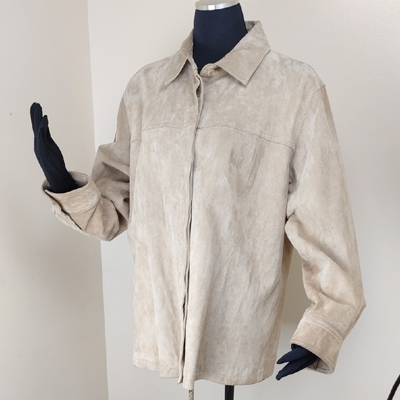 Ami Jackets & Blazers - A.M.I. Genuine Leather Button Front Jacket Tan Beige XL